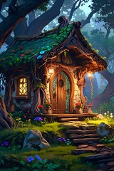 Obraz premium house fairy in the forest