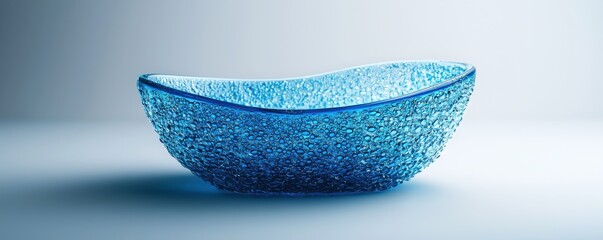 A vibrant blue bowl featuring a textured surface, elegantly shaped to create a modern decorative piece.