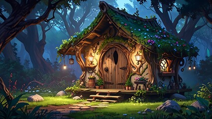 Obraz premium house fairy in the forest