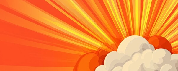 A vibrant sunrise with orange rays radiating from a fluffy cloud, creating a warm and uplifting atmosphere.