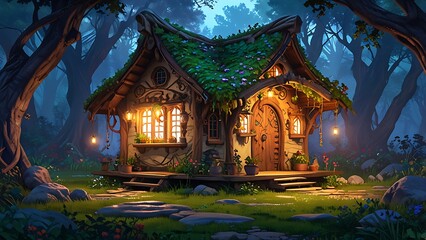 Obraz premium house fairy in the forest
