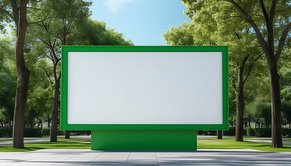 Fototapeta premium A minimalist outdoor billboard with green frame