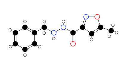 Isocarboxazid molecule, structural chemical formula, ball-and-stick model, isolated image antidepressant