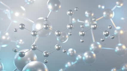epinephrine molecular structure, 3d model molecule, adrenaline, structural chemical formula view from a microscope
