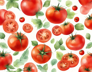 Transparent tomato creative watercolor background