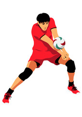 レシーブする男性のバレーボール選手