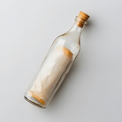 Fototapeta premium Glass bottle contains rolled paper message inside
