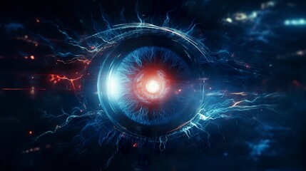 Fototapeta premium A photo of an eye with laser beam focus
