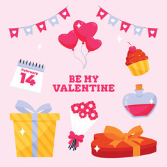 BE MY VALENTINE ELEMENT VECTOR ILLUSTRATION
