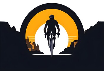 Fototapeta premium black icon on a white background, symbol for a cyclist on a triathlon bike