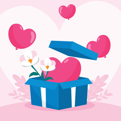 LOVE IN BOX VALENTINE DAY VECTOR ILLUSTRATION