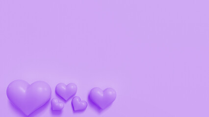 Valentine 3D Love Illustrations - Charming and Cute Visual Design in Purple 4K
