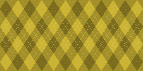 Yellow argyle pattern. Seamless argyle vector pattern. Retro style classic clothing print. Fashion print texture.