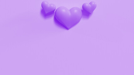 Valentine 3D Love Illustrations - Charming and Cute Visual Design in Purple 4K