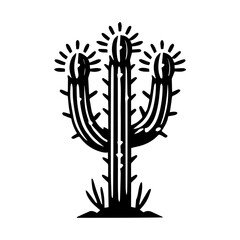 Simple Vector Icon of a Cardón de la Puna – Logo Design Illustration