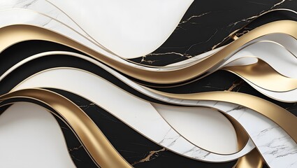 Elegant Flowing Golden and Marble Abstract Waves Design Background