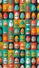 graphic image retro gaming videogame 8bit themed Easter holidays with hand painted and colored eggs for children or to celebrate the day