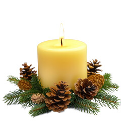 christmas  centerpiece decoration  with candle isolated on transparent background. 