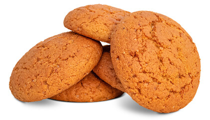 Fresh oatmeal cookies. Isolated on transparent background.