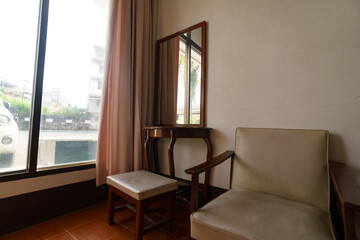 bedside table in the room