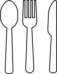 Kitchen fork and spoon, knife with plate vector icon. Symbol of flatware isolated on transparent background. Utensil for eat. Logo for restaurant, caffee, hotel menu, place setting , graphic design.