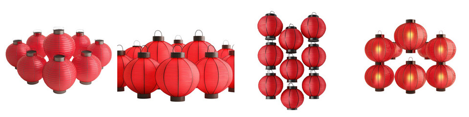 Vibrant Red Chinese Paper Lanterns Hanging for and Festival