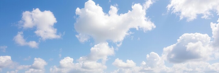 Obraz premium White fluffy clouds floating in a clear blue summer sky, summer, heaven