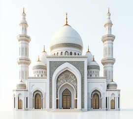 Obraz premium Magnificent White Mosque Architecture: A Stunning Display of Islamic Design and Grandeur
