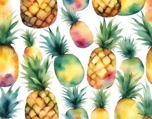 Transparent pineapple creative watercolor background