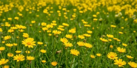 Obraz premium Beautiful daffodil flowers blooming in a vast field under the clear blue sky, yellow, botanical, petals