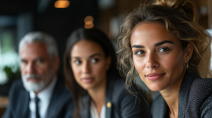Fototapeta premium group of professionals in modern office engaged in focused discussion