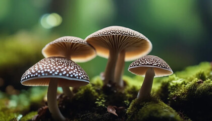 Fototapeta premium Close up of funghi gills shot from below.