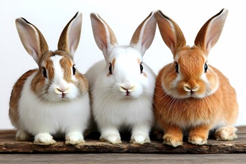 Obraz premium Playful Rabbits on Transparent Background