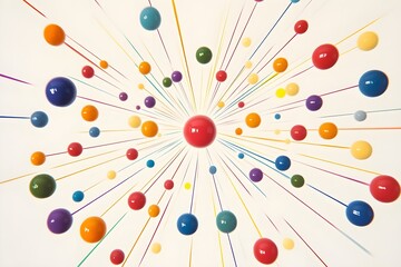 Colorful explosion of balls arranged in lines