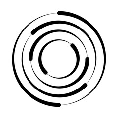 Halftone speed lines circle. Geometric art in circle form. Round swirl movement symbol. Halftone circular frame. Vector design element