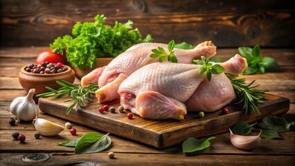 Fresh Chicken Cuts on Cutting Board - Raw Food Samples Isolated on Transparent Background for Culinary and Cooking Imagery