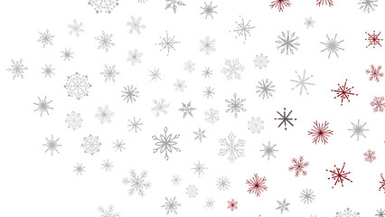 White Background with Gray and Red Snowflakes