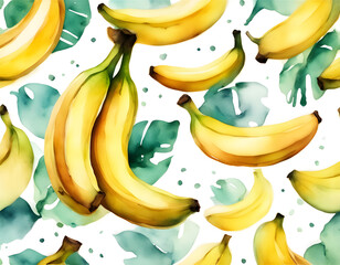 Transparent banana creative watercolor background