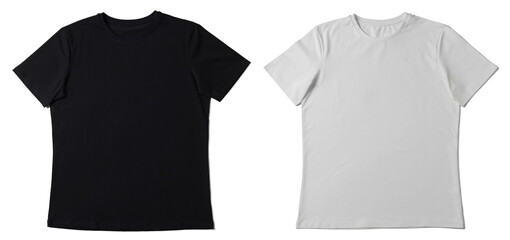 White and black t-shirts isolated on white. Mockup for design