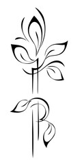 ornament 2558. decorative abstract element with stylized leaves and curls; graphic design