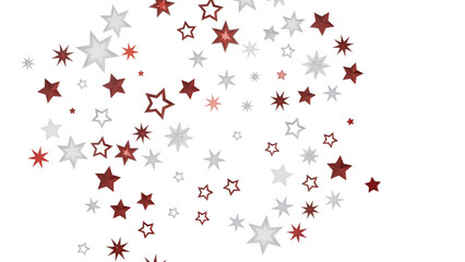 A digital illustration of red and white stars on a black background