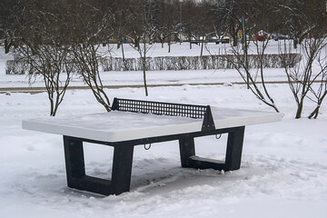 tennis table on the winter sports field