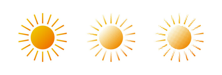 Set of sun icon Isolated on white background. Vector illustration