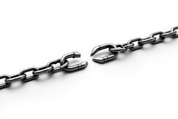 Fototapeta premium Broken Chain Symbolizing Freedom on White Background v.3