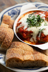 Meatballs and Bread Appetizer at a Restaurant