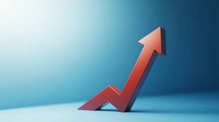 Red arrow pointing upward signifying growth and success