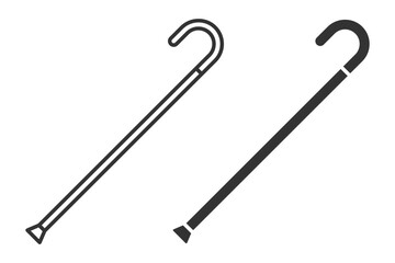 Cane walking stick icons in outline and filled styles.
