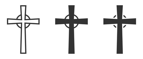 Celtic-style cross icons in bold and outline formats.