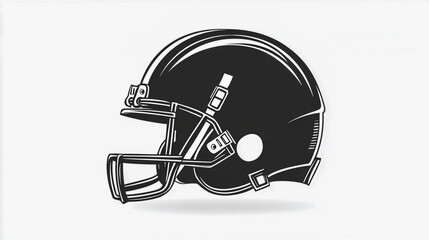 Naklejka premium Minimalistic black outline of a football helmet, side view, isolated on a clean white background 