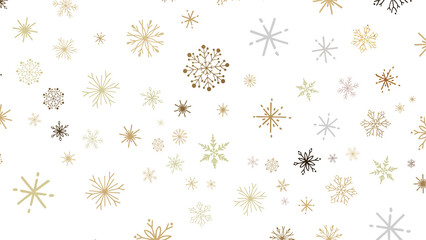Hand Drawn Snowflakes Seamless Pattern